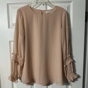 Calvin Klein Elastic Ruffle Sleeved Blouse